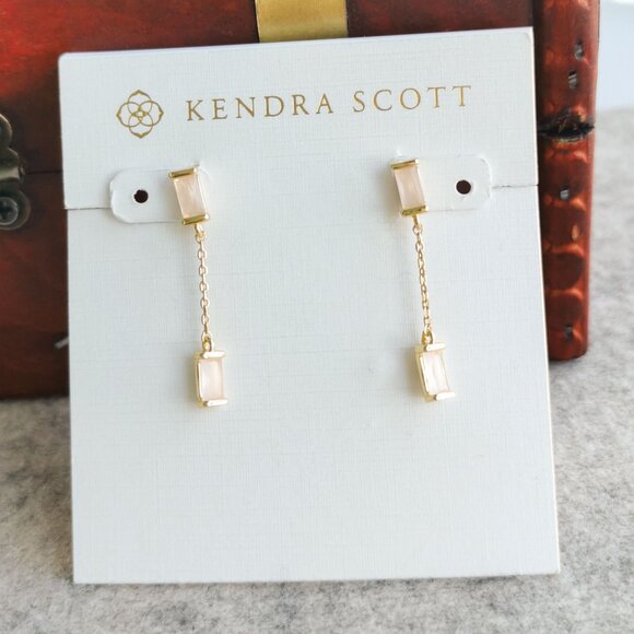 Kendra Scott Juliette Earrings - Gold & Rose Quartz - Picture 1 of 3